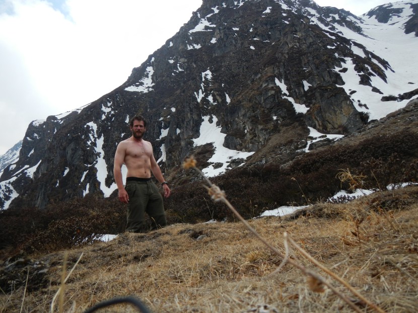A spot of washing at the base camp of the Lumbha Sumba.  A cold, icy glacial stream, but at least I felt clean for the first time in a few days.