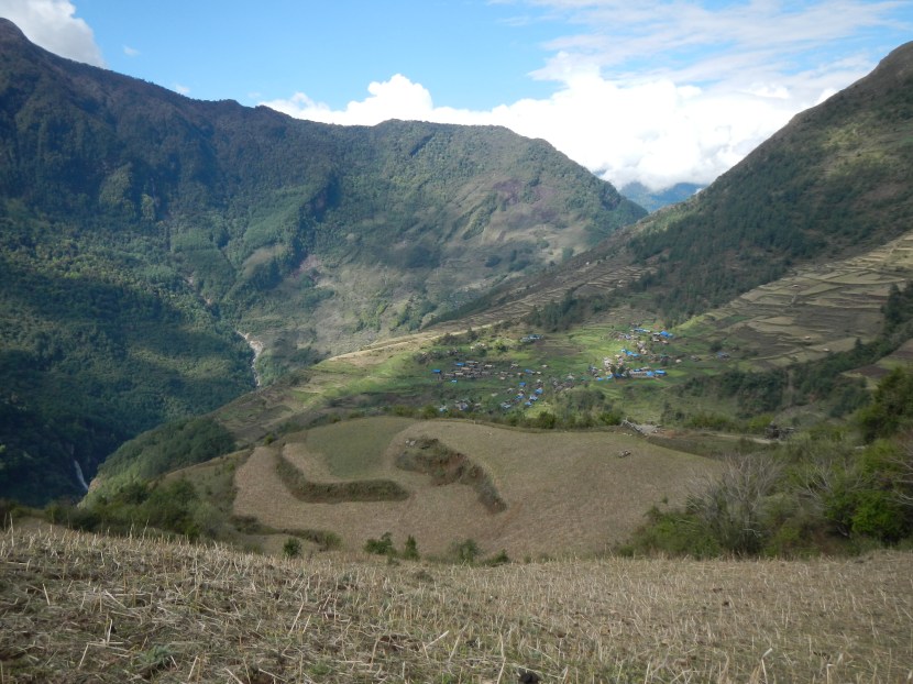The Arun Valley is an enormous feature with villages at random locations along it.  I took a route through the village in the foreground and then walked over the incredibly steep hill in the background to continue my route south along the valley.