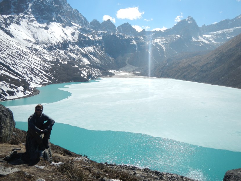The sacred green glacial Gokyo Lake.